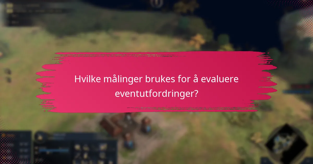 Hvilke målinger brukes for å evaluere eventutfordringer?